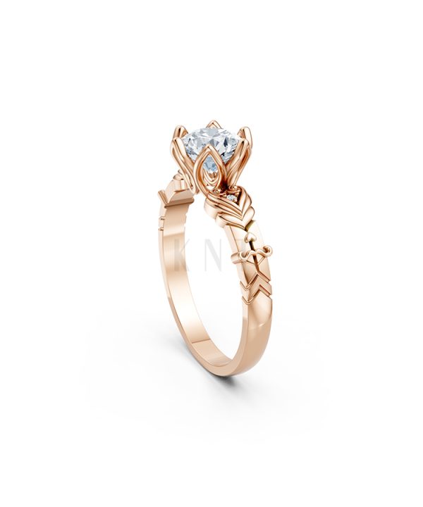 Nhẫn đính hôn Hy Lạp R363 – EROS màu vàng hồng Rose Gold thiết kế đối xứng, phong cách, ấn tượng