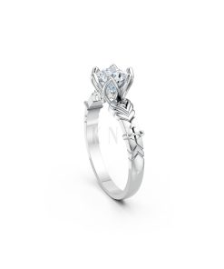 Nhẫn đính hôn Hy Lạp R363 – EROS màu vàng trắng White Gold vàng sáng, đường nét sắc sảo, tinh tế