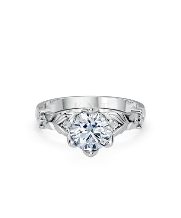 Nhẫn đính hôn Hy Lạp R363 – EROS màu vàng trắng White Gold vàng sáng bóng, thiết kế trẻ trung