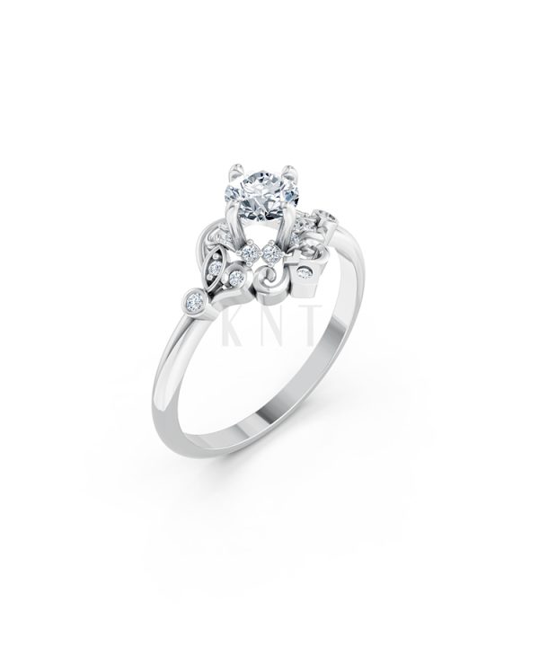 Nhẫn đính hôn Hy Lạp R365 – HERA màu vàng trắng White Gold kiểu dáng hiện đại, nổi bật