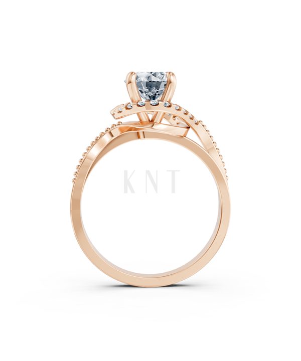 Nhẫn đính hôn Hy Lạp R367 – MOIRAI màu vàng hồng Rose Gold vàng đẹp, họa tiết hình học, độc đáo