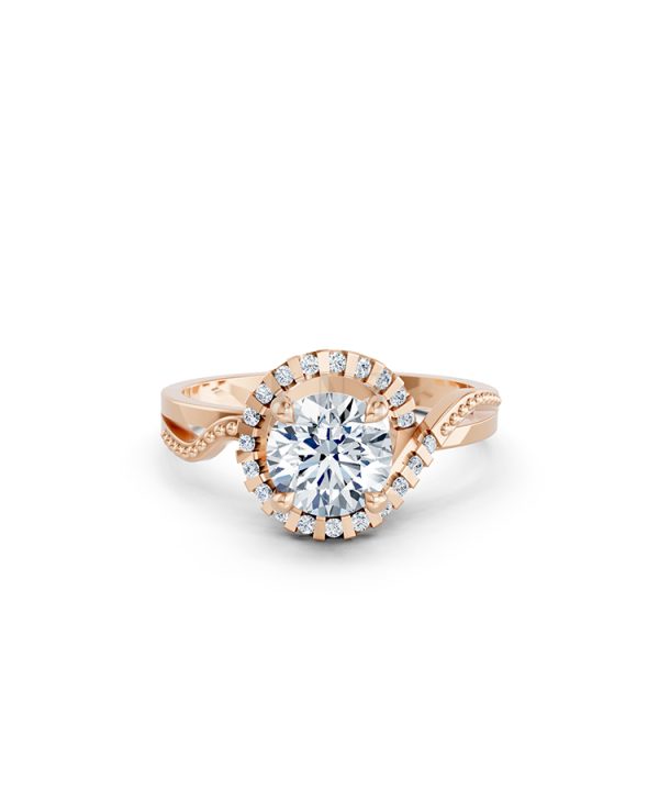 Nhẫn đính hôn Hy Lạp R367 – MOIRAI màu vàng hồng Rose Gold thiết kế đối xứng, phong cách, ấn tượng