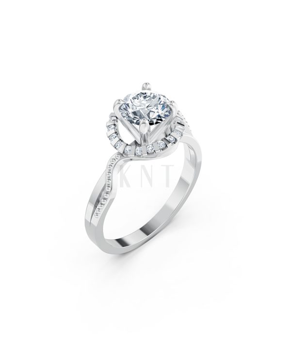 Nhẫn đính hôn Hy Lạp R367 – MOIRAI màu vàng trắng White Gold kiểu dáng hiện đại, nổi bật