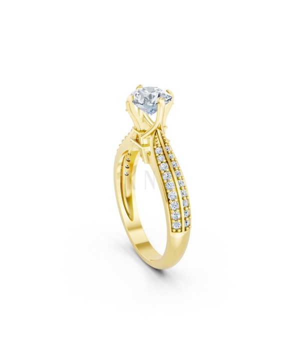 Nhẫn đính hôn Paris R393 màu Vàng Gold thiết kế phá cách, sang trọng