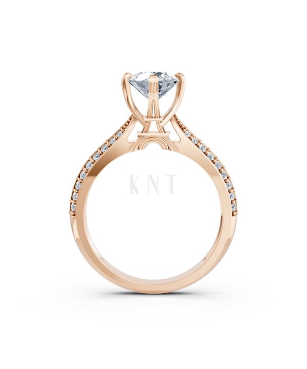 Nhẫn đính hôn Paris R393 màu vàng hồng Rose Gold vàng đẹp, họa tiết hình học, độc đáo