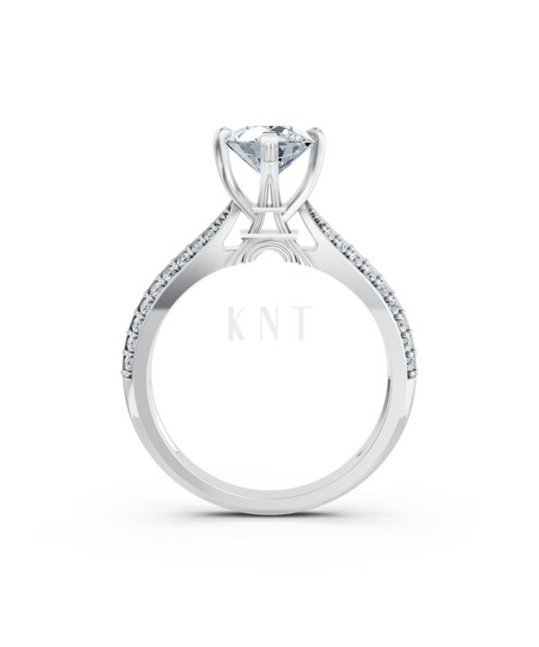 Nhẫn đính hôn Paris R393 màu vàng trắng White Gold kiểu dáng cá tính, hiện đại