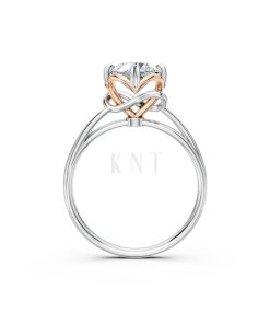 Nhẫn đính hôn đá cao cấp R396 phối màu Dual Color vàng đẹp, họa tiết hình học, độc đáo