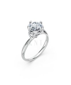 Nhẫn đính hôn đá cao cấp R396 màu vàng trắng White Gold kiểu dáng hiện đại, nổi bật