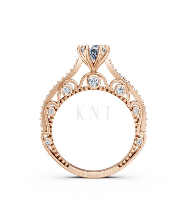 Nhẫn đính hôn đá cao cấp R403 – AILA màu vàng hồng Rose Gold thiết kế đối xứng, phong cách, ấn tượng