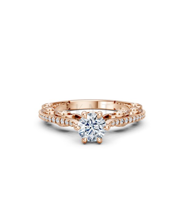 Nhẫn đính hôn đá cao cấp R403 – AILA màu vàng hồng Rose Gold vàng đẹp, họa tiết hình học, độc đáo