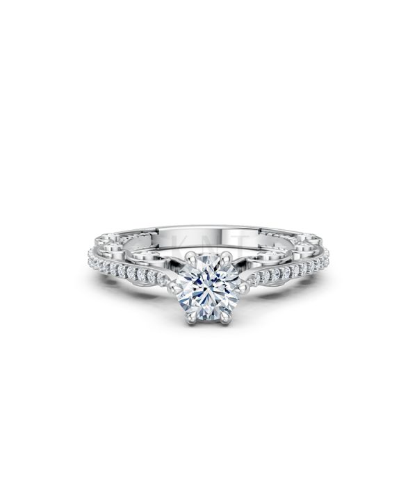 Nhẫn đính hôn đá cao cấp R403 – AILA màu vàng trắng White Gold vàng sáng bóng, thiết kế trẻ trung