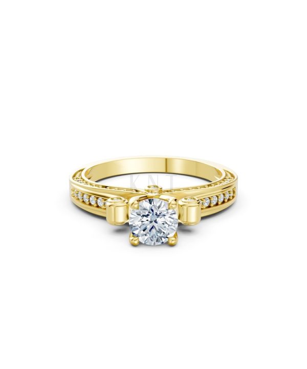 Nhẫn đính hôn đá cao cấp R405 – ADELYN màu Vàng Gold thiết kế tinh xảo, độc đáo