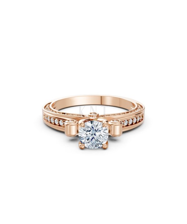 Nhẫn đính hôn đá cao cấp R405 – ADELYN màu vàng hồng Rose Gold thiết kế đối xứng, phong cách, ấn tượng