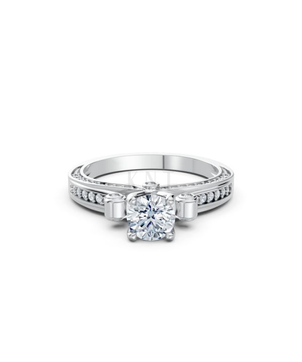 Nhẫn đính hôn đá cao cấp R405 – ADELYN màu vàng trắng White Gold vàng sáng bóng, thiết kế trẻ trung