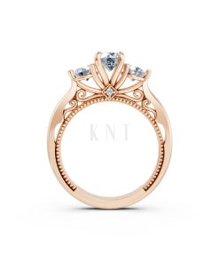 Nhẫn đính hôn đá cao cấp R406 – ADELINA màu vàng hồng Rose Gold thiết kế đối xứng, phong cách, ấn tượng