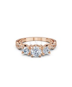 Nhẫn đính hôn đá cao cấp R407 – ADELE màu vàng hồng Rose Gold thiết kế đối xứng, phong cách, ấn tượng