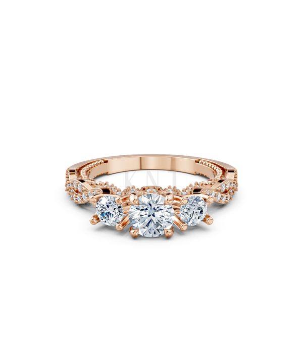 Nhẫn đính hôn đá cao cấp R407 – ADELE màu vàng hồng Rose Gold thiết kế đối xứng, phong cách, ấn tượng