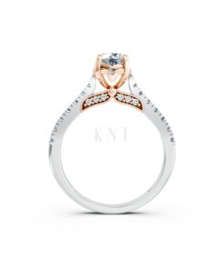 Nhẫn đính hôn Abigail R415 phối màu Dual Color vàng đẹp, họa tiết hình học, độc đáo