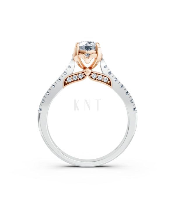 Nhẫn đính hôn Abigail R415 phối màu Dual Color vàng đẹp, họa tiết hình học, độc đáo