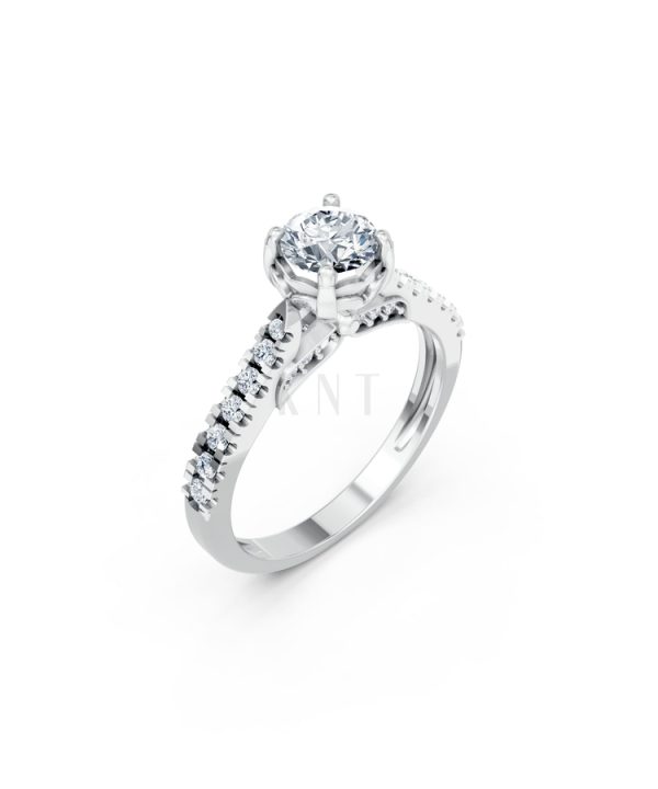 Nhẫn đính hôn Abigail R415 màu vàng trắng White Gold kiểu dáng hiện đại, nổi bật