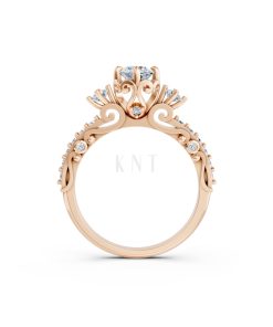 NHẪN ĐÍNH HÔN SEOUL R425 màu vàng hồng Rose Gold vàng đẹp, họa tiết hình học, độc đáo