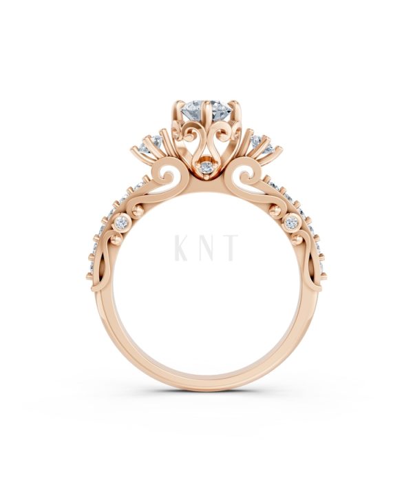 NHẪN ĐÍNH HÔN SEOUL R425 màu vàng hồng Rose Gold vàng đẹp, họa tiết hình học, độc đáo