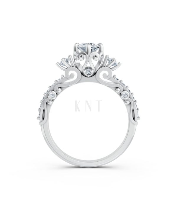 NHẪN ĐÍNH HÔN SEOUL R425 màu vàng trắng White Gold kiểu dáng cá tính, hiện đại