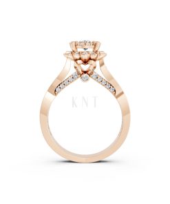 NHẪN ĐÍNH HÔN SEOUL R429 màu vàng hồng Rose Gold vàng đẹp, họa tiết hình học, độc đáo