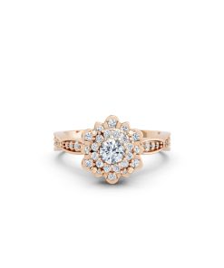 NHẪN ĐÍNH HÔN SEOUL R429 màu vàng hồng Rose Gold thiết kế đối xứng, phong cách, ấn tượng