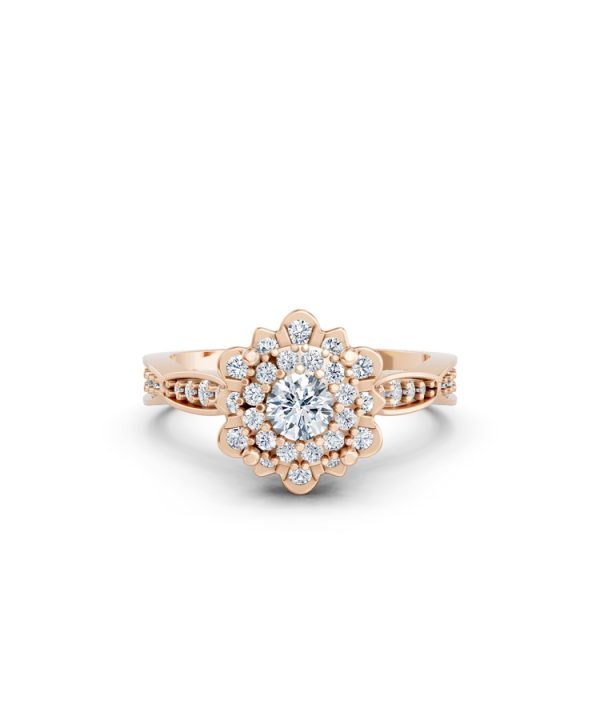 NHẪN ĐÍNH HÔN SEOUL R429 màu vàng hồng Rose Gold thiết kế đối xứng, phong cách, ấn tượng