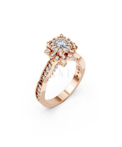 NHẪN ĐÍNH HÔN SEOUL R429 màu vàng hồng Rose Gold họa tiết ấn tượng, cá tính