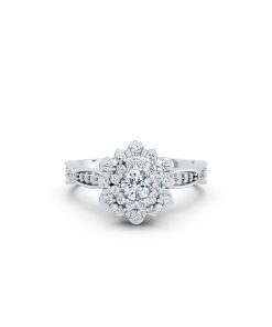 NHẪN ĐÍNH HÔN SEOUL R429 màu vàng trắng White Gold vàng sáng bóng, thiết kế trẻ trung