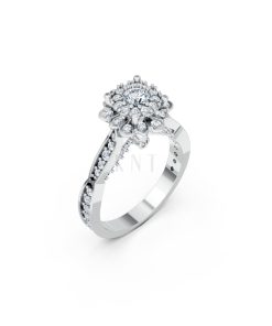 NHẪN ĐÍNH HÔN SEOUL R429 màu vàng trắng White Gold kiểu dáng hiện đại, nổi bật