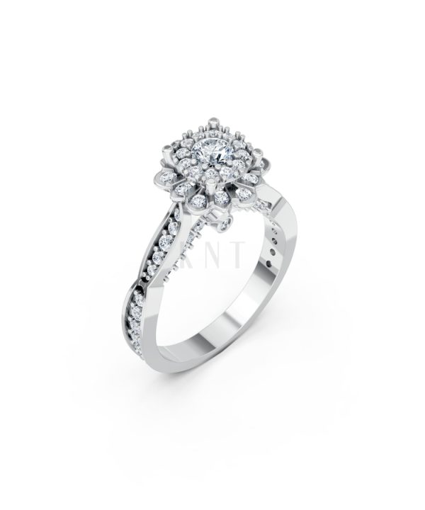 NHẪN ĐÍNH HÔN SEOUL R429 màu vàng trắng White Gold kiểu dáng hiện đại, nổi bật