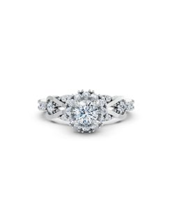 NHẪN ĐÍNH HÔN SEOUL R440 màu vàng trắng White Gold kiểu dáng cá tính, hiện đại