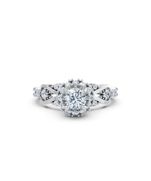 NHẪN ĐÍNH HÔN SEOUL R440 màu vàng trắng White Gold kiểu dáng cá tính, hiện đại