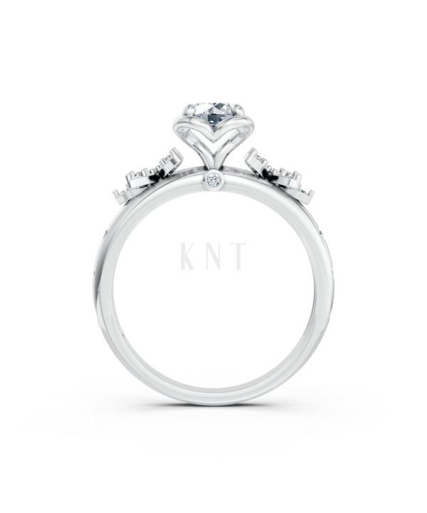 NHẪN ĐÍNH HÔN SEOUL R441 màu vàng trắng White Gold kiểu dáng cá tính, hiện đại