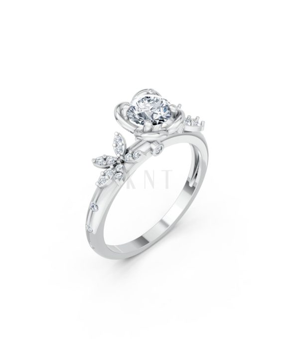 NHẪN ĐÍNH HÔN SEOUL R441 màu vàng trắng White Gold kiểu dáng hiện đại, nổi bật