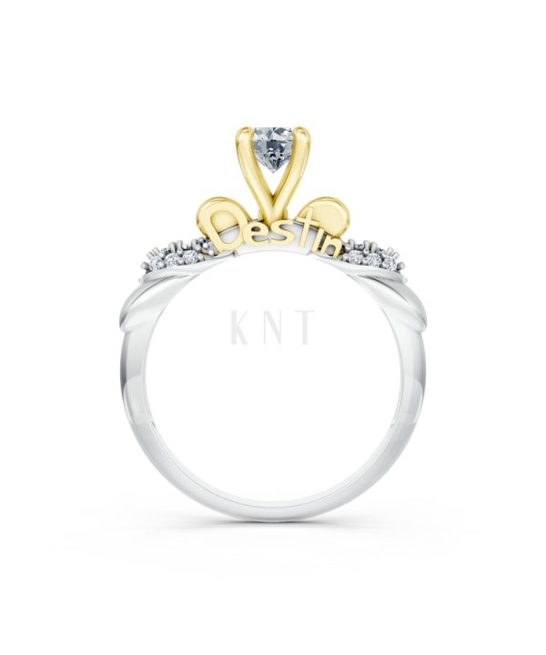 NHẪN ĐÍNH HÔN SEOUL R444 phối màu Dual Color vàng đẹp, họa tiết hình học, độc đáo