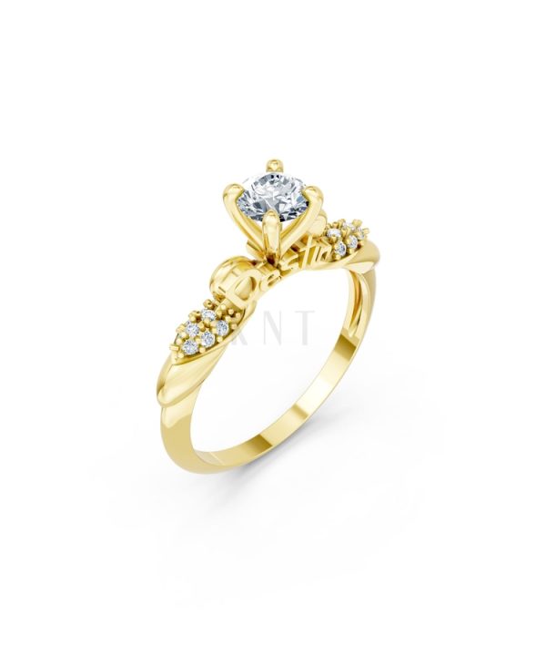 NHẪN ĐÍNH HÔN SEOUL R444 màu Vàng Gold thiết kế tinh tế, sang trọng