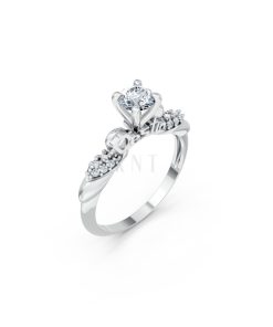 NHẪN ĐÍNH HÔN SEOUL R444 màu vàng trắng White Gold kiểu dáng hiện đại, nổi bật