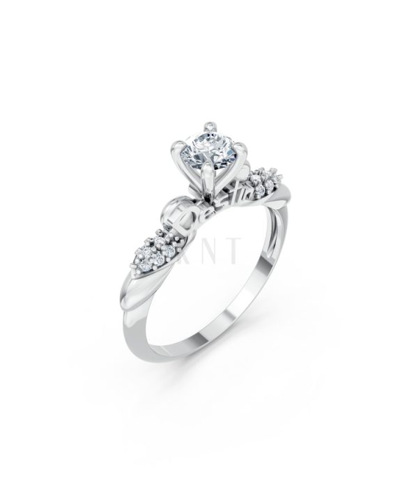 NHẪN ĐÍNH HÔN SEOUL R444 màu vàng trắng White Gold kiểu dáng hiện đại, nổi bật