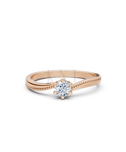 Nhẫn đính hôn R448 màu vàng hồng độc đáo