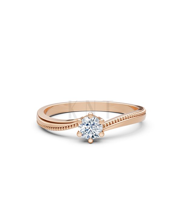 Nhẫn đính hôn R448 màu vàng hồng độc đáo