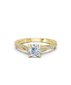 Nhẫn đính hôn R449 bản nhẫn xoắn độc đáo, đính đá tấm tinh tế