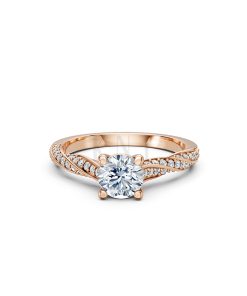 Nhẫn đính hôn R449 màu vàng hồng cá tính