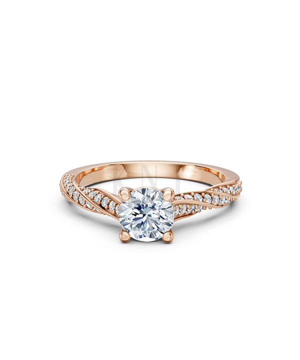 Nhẫn đính hôn R449 màu vàng hồng cá tính