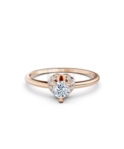 Nhẫn đính hôn R453 màu vàng hồng độc đáo