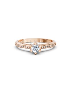NHẪN ĐÍNH HÔN R454 màu vàng hồng Rose Gold thiết kế đối xứng, phong cách, ấn tượng