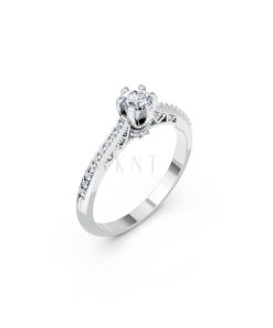 NHẪN ĐÍNH HÔN R454 màu vàng trắng White Gold kiểu dáng hiện đại, nổi bật